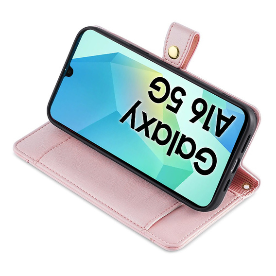 Flip case for Samsung Galaxy A16, Wallet Zipper Pocket, pink