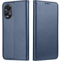 Flip case for Oppo A18 4G / A38 4G, Smart Magnetic, dark blue + 9H glass