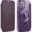 Flip case for iPhone 14, RFID Wallet MagSafe CamShield, purple