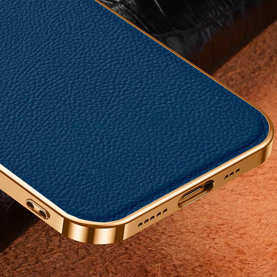 Case for iPhone 13 Pro, Cowhide Leather, blue