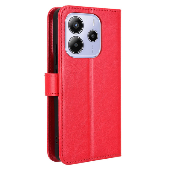 Flip case for Xiaomi Redmi Note 14 4G, Crazy Horse Wallet, red