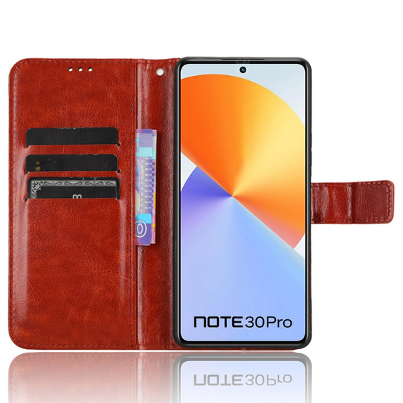 Flip case for Infinix Note 30 Pro 4G, Crazy Horse Wallet, brown