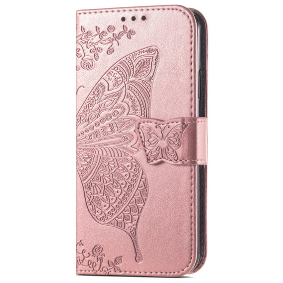 Flip case for Honor Magic 6 Lite 5G, Butterfly, pink rose gold