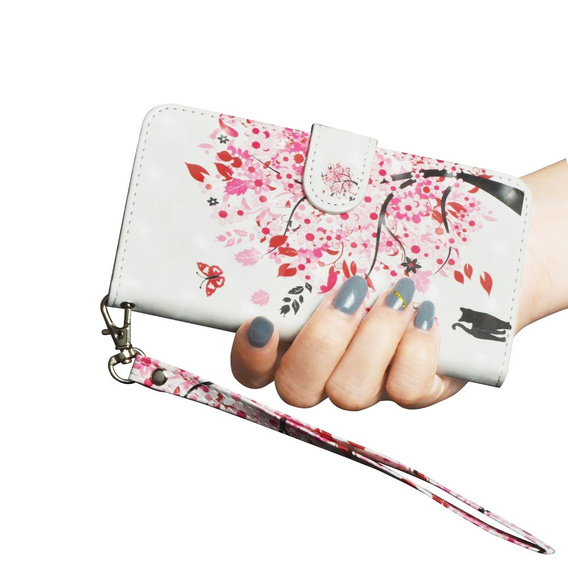 Flip case for Huawei P30 Lite, Wallet, cat & tree, white