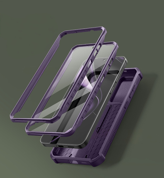 Armored case for Samsung Galaxy S25+ Plus, Dexnor Full Body (Two Frames), purple