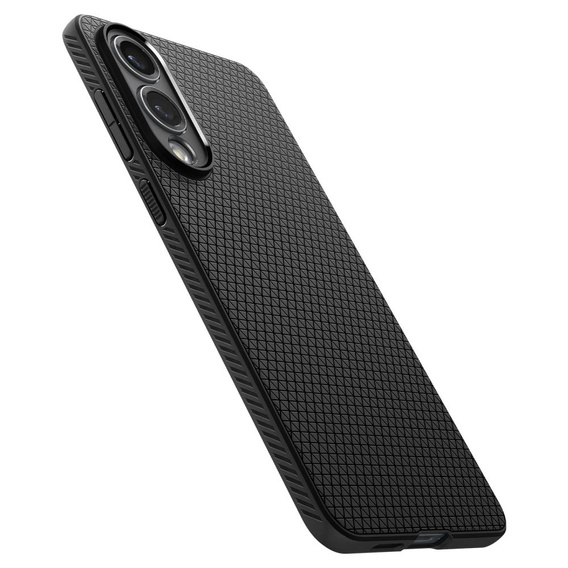 Spigen case for Samsung Galaxy S25 Edge, Liquid Air, black + 9H Tempered Glass