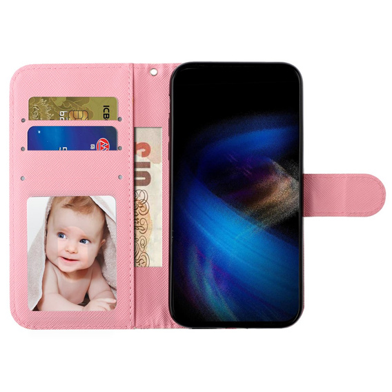 Flip case for Samsung Galaxy A35 5G, Wallet, Roses white