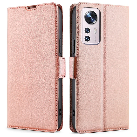 Flip case for Xiaomi 12 Pro, Wallet, pink rose gold