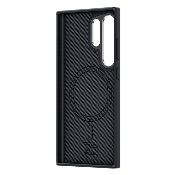 BENKS Kevlar Case for Samsung Galaxy S24 Ultra, for MagSafe, Carbon Fiber, black