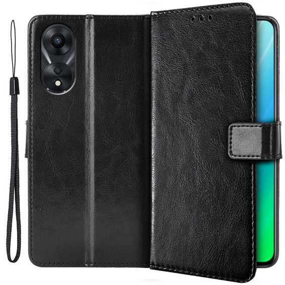 Flip case for Oppo A78 5G, Crazy Horse Wallet, black