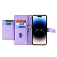 Flip case for iPhone 14 Pro, Wallet Zipper Pocket, purple