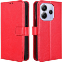 Flip case for Xiaomi Redmi Note 14 4G, Crazy Horse Wallet, red