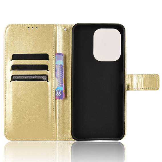 Flip case for Xiaomi Redmi 13, Crazy Horse Wallet, gold