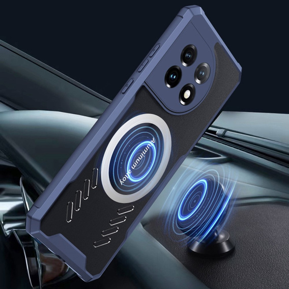 Case for OnePlus 11 5G, with magnetic sheet, transparent / navy blue