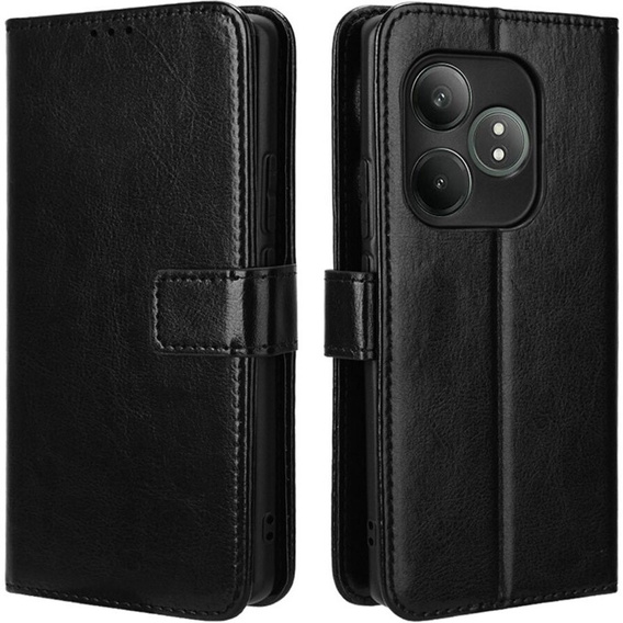 Flip case for Realme GT 6 / 6T, Crazy Horse Wallet, black