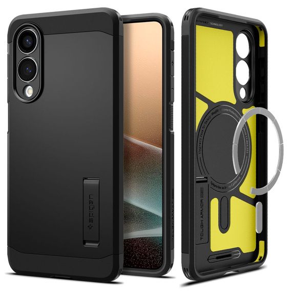 Spigen case for Samsung Galaxy S25 Edge, Tough Armor Mag MagSafe, black + 9H Tempered Glass