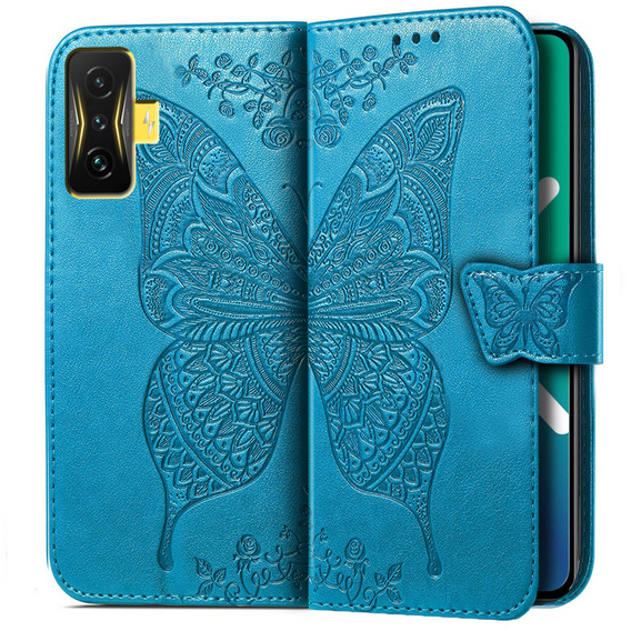 Flip case for Xiaomi Poco F4 GT, Butterfly, blue