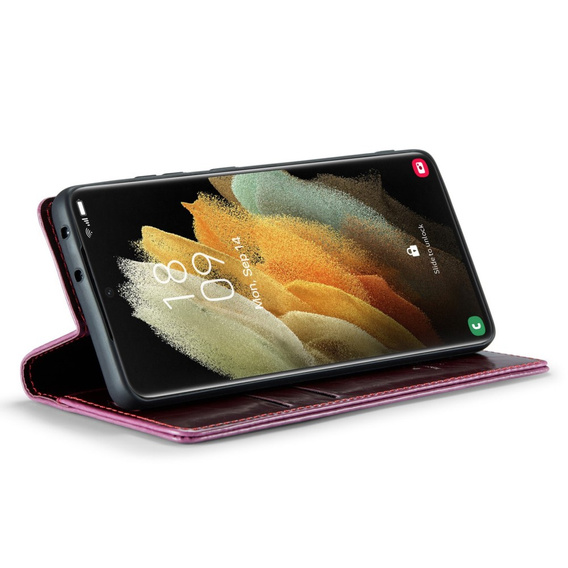 CASEME flip case for Samsung Galaxy S21 Ultra 5G, Waxy Textured, red