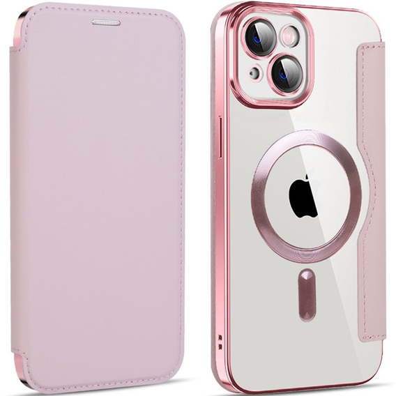 Flip case for iPhone 14, RFID Wallet MagSafe CamShield, pink