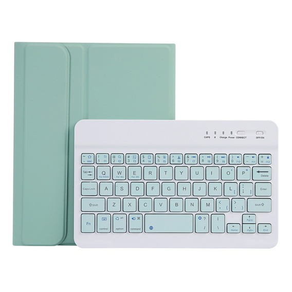 Case with bluetooth keyboard for iPad mini 8.3" 2021 (6 gen.) / iPad mini 8.3" 2024 (7 gen.), green