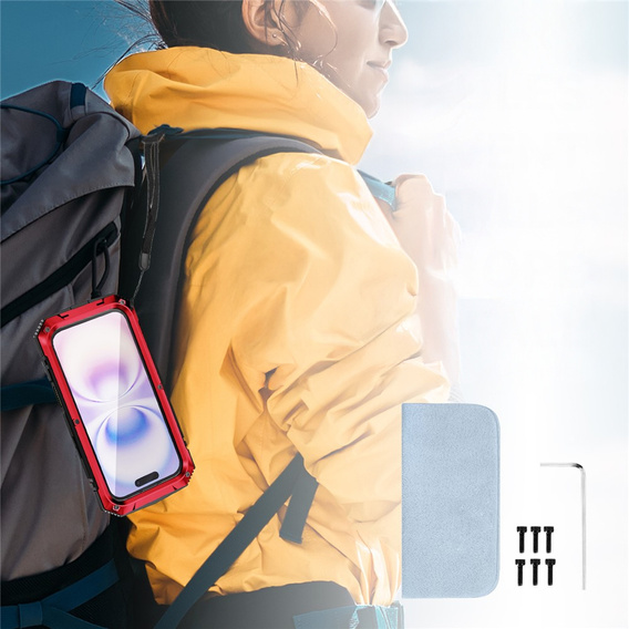 R-JUST case with stand and built-in glass for iPhone 17