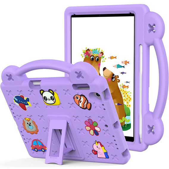 Children's case for iPad 9.7" 2018/2017 (6/5 gen.) / Pro 9.7" 2016, Cute Patterns, with stand, purple
