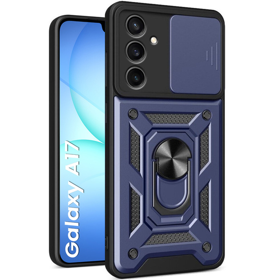 Armoured case for Samsung Galaxy A17 5G, with camera protection, with stand, blue
