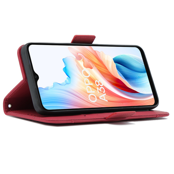 Flip case for Oppo A38 4G / Oppo A18 4G, Card Slot, red