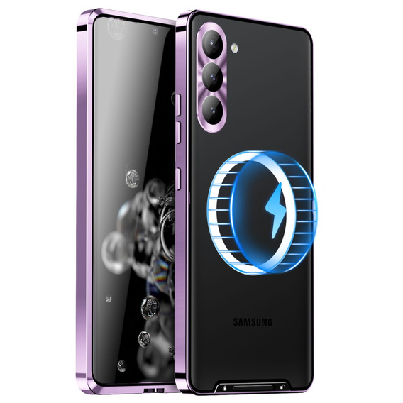 Camera Protection Case for Samsung Galaxy S23, CamShield MagSafe, transparent / purple