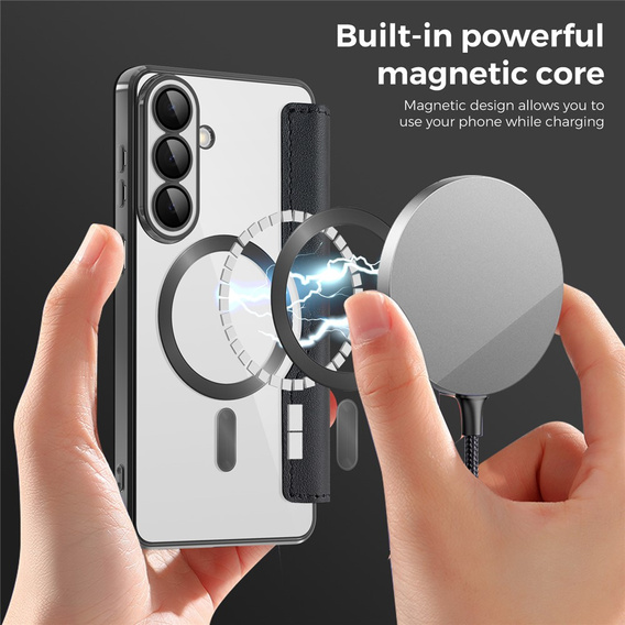 RFID Wallet MagSafe Flip Case with Camera Protection for Samsung Galaxy S26 Plus, Black