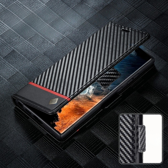 Flip case for Samsung Galaxy S23 Ultra, Carbon LC.IMEEKE, black
