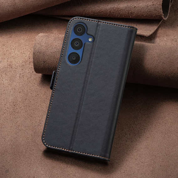 Flip case for Samsung Galaxy A15, BINFEN Wallet, black + 9H glass