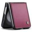 Case for Samsung Galaxy Z Flip7 FE / Z Flip6, CASEME Litchi Leather, red