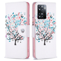 Flip case for OPPO A57 / A57s, Wallet, colorful tree, white