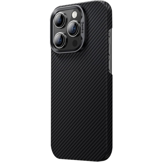 BENKS Kevlar Case voor iPhone 15 Pro, Carbon Fiber, black