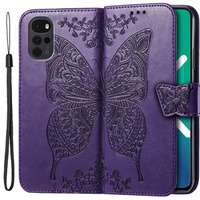 Flip case for Motorola Moto G22, Butterfly, purple