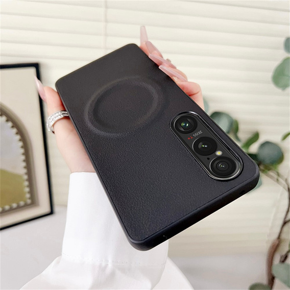 Case for Sony Xperia 1 VI, Leather Hybrid MagSafe, black