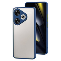Silicone case for Xiaomi Poco F6, with camera protection, transparent / blue