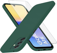 Case for Samsung Galaxy A15, Silicone Lite, dark green + 9H glass