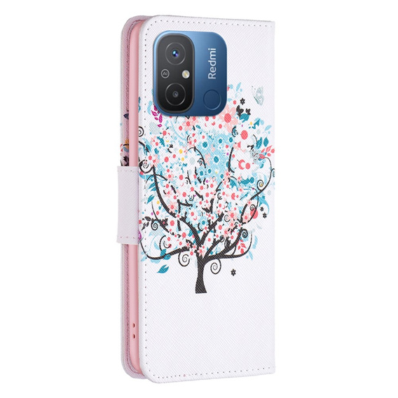 Flip case for Xiaomi Redmi 12C, Wallet, colorful tree, white