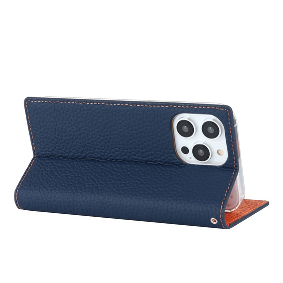 Flip case for iPhone 14 Pro, Litchi Skin Grain, dark blue