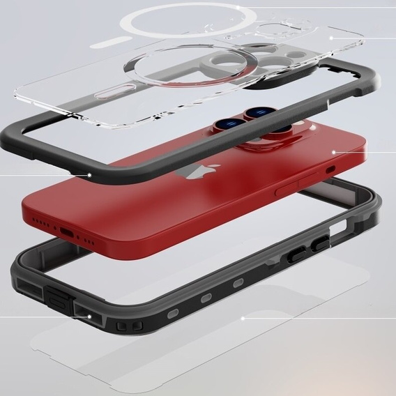 IP68 Waterproof Case for iPhone 15 Pro, SHELLBOX MagSafe, black