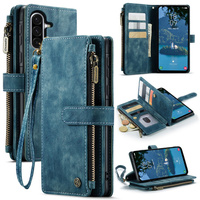 CASEME case for Samsung Galaxy A56 5G, Leather Wallet Cash and Card Slots, with strap, blue