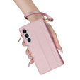 Flip case for Samsung Galaxy A56 5G, Rhombus Crossbody Leather, pink rose gold
