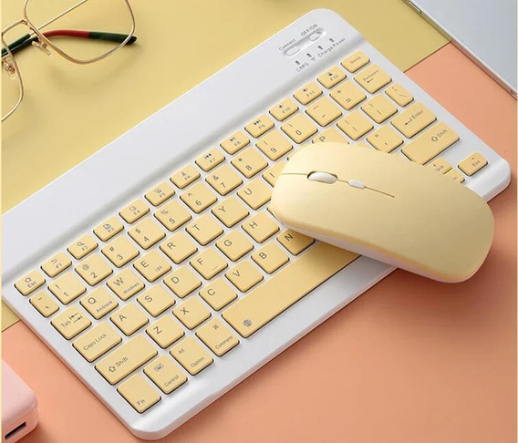 Wireless keyboard and Bluetooth mouse set for Android/Windows, yellow