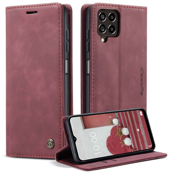 CASEME case for Samsung Galaxy M33 5G, Leather Wallet Case, maroon