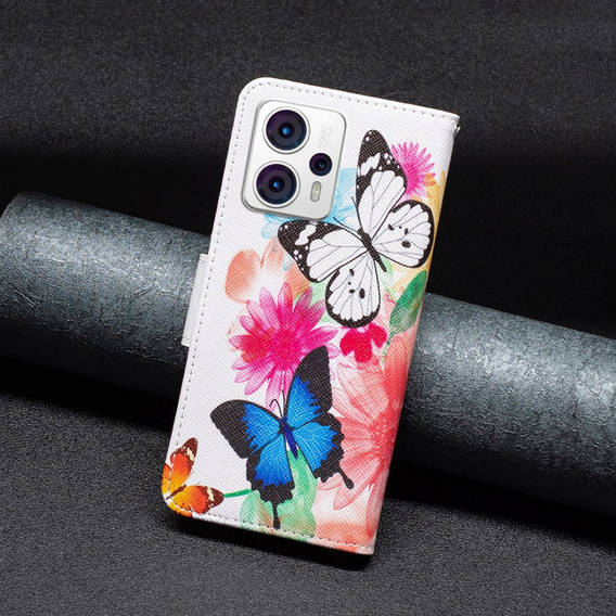 Flip case for Motorola Moto G53 5G / G23 / G13, Wallet, butterfly, white