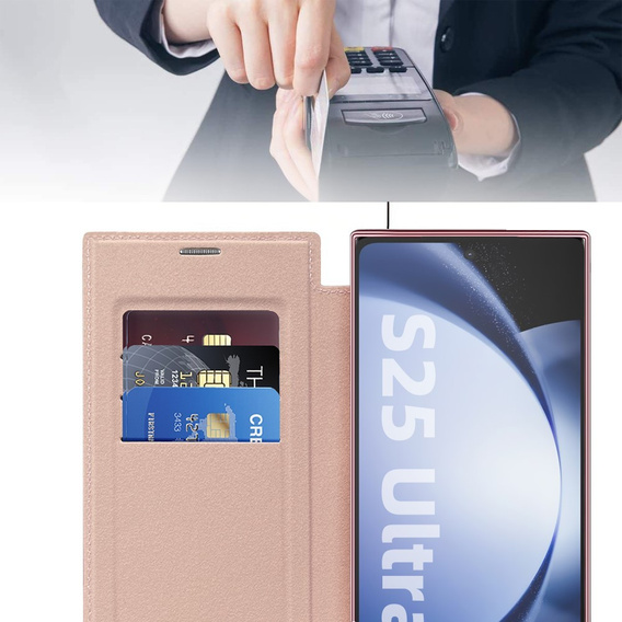 Flip case for Samsung Galaxy S25 Ultra, RFID Wallet MagSafe CamShield, pink