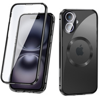 Magnetic Dual Glass MagSafe case for iPhone 16, black