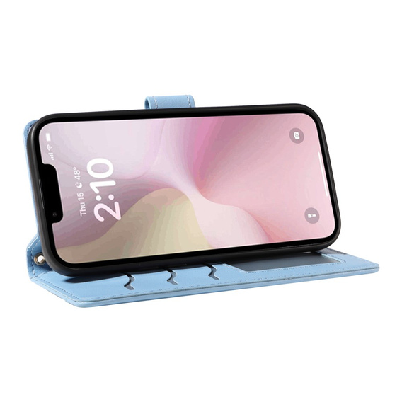Flip case for iPhone 16E, Rhombus Crossbody Leather, blue